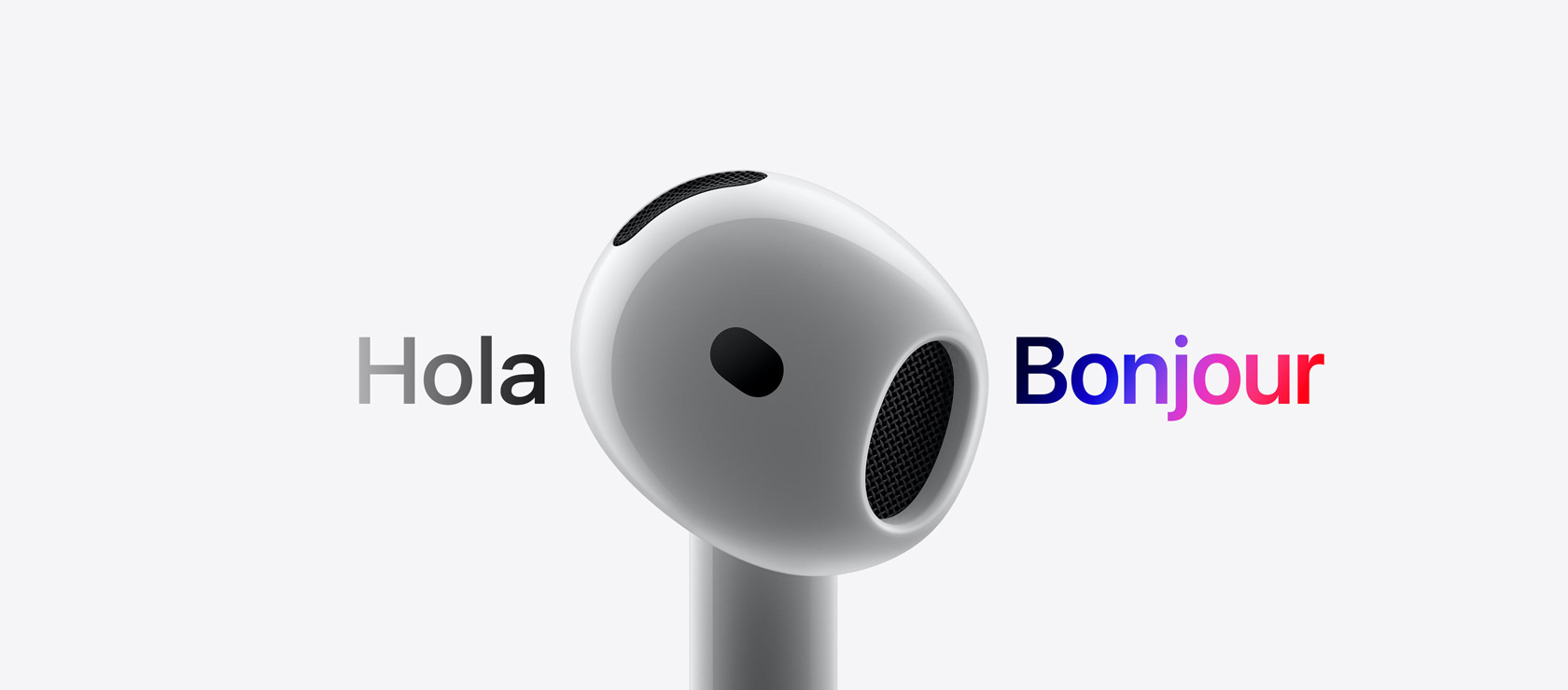 Image des AirPods en train de traduire une langue