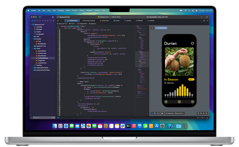 Avoimessa Macissa näkyy Xcode-appi.
