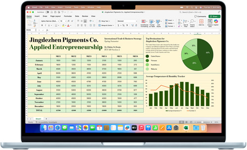 Microsoft Excel ‑appi näkyy MacBook Airissa
