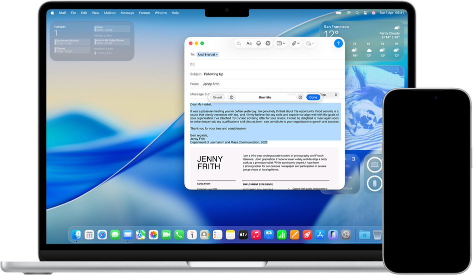 iPhone and Mac showing Writing Tools