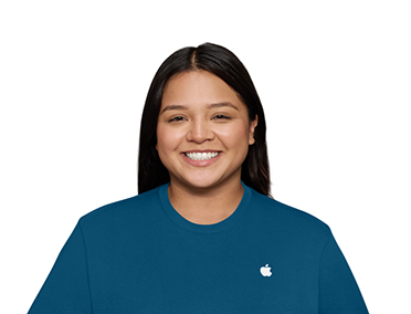 Osoba w koszulce z logo Apple na górze po prawej stronie