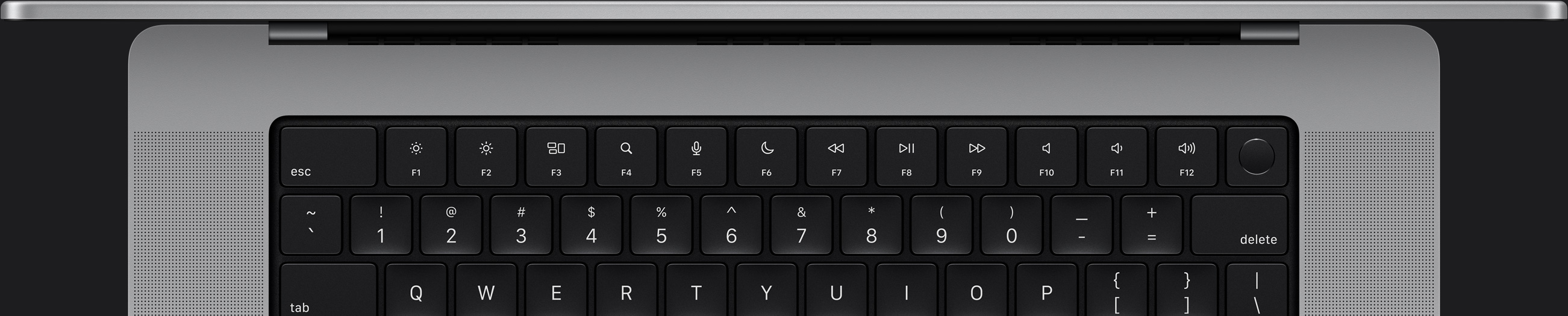 Vue du dessus du clavier d’un Mac.