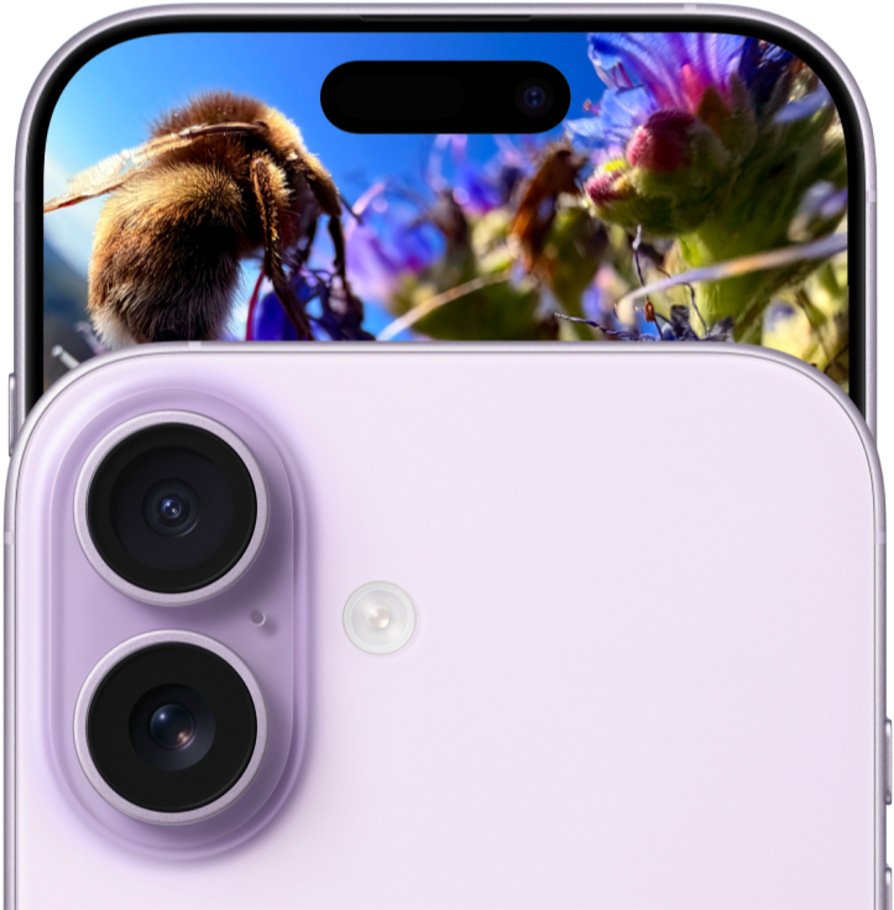 ラベンダーのiPhone 17、Dual Fusionカメラシステムを搭載した前面の外観と背面の外観