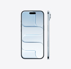 スカイブルーのiPhone Air、前面の外観。上部の中央にDynamic Islanがある。側面の外観、非常に薄いデザイン、サイドボタン、カメラコントロールボタン