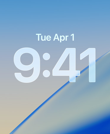 Sperrbildschirm mit einer Liquid Glass Schriftart für die Uhr